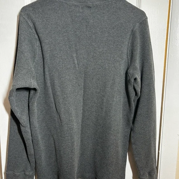 J.Crew XL Gray Waffle Knit Henley Long Sleeve Shirt Thermal Casual Top - Picture 4 of 10